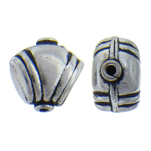 German Silver, 13.3mm Width by 13.7mm Length by 9.2mm Thickness, Fancy Bali Bead. Quantity Per Pack: 9 Pieces.