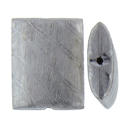 German Silver, 32.5mm Width by 25.1mm Length by 9.0mm Thickness, Textured Rectangle Bali Bead. Quantity Per Pack: 6 Pieces.