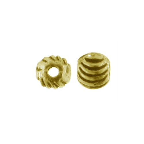 Pewter Gold Plated, 4.5mm Width / Length / Height, Corrugated Round Bead. Quantity per pack: 150 Pieces.