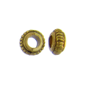 Pewter Gold Plated, 7.4mm Width by 7.4mm Length by 3.6mm Height, Corrugated Roundel Bead. Quantity per pack: 75 Pieces.