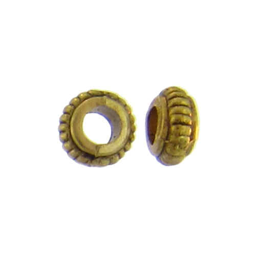 Pewter Gold Plated, 7.4mm Width by 7.4mm Length by 3.6mm Height, Corrugated Roundel Bead. Quantity per pack: 75 Pieces.