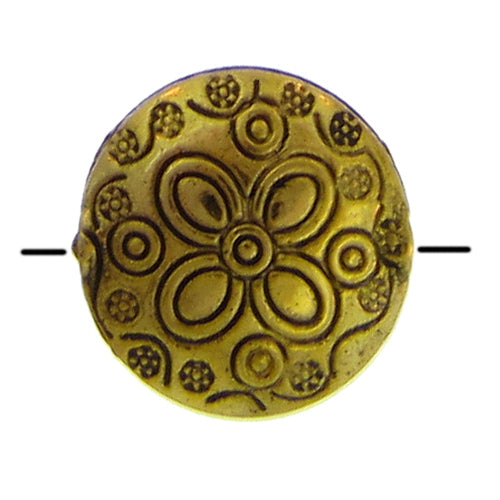 Pewter Gold Plated, 18.7mm Width by 9.9mm Length by 18.7mm Height, Textured Round Bead. Quantity per pack: 6 Pieces.