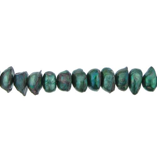 Green, 12.0mm Width by 10.5mm Length by 7.0mm Height, Potato Pearl Bead. Quantity per pack: 61 Pieces.