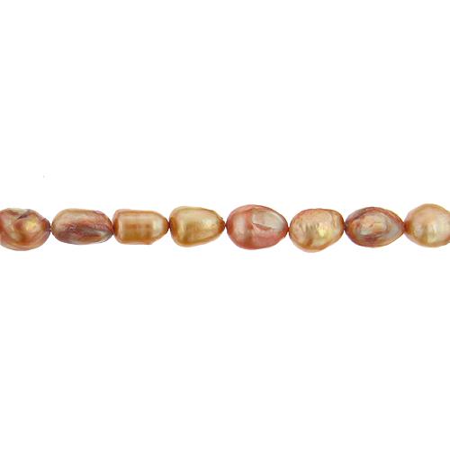 Peach, 14.0mm Width by 12.0mm Length by 18.0mm Height, Nugget Pearl Bead. Quantity per pack: 25 Pieces.