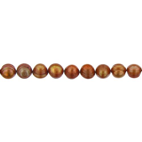 Copper, 8.5mm Width by 8.0mm Length by 8.5mm Height, Circled Pearl Bead. Quantity per pack: 49 Pieces.