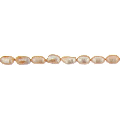 Peach, 7.5mm Width by 7.0mm Length by 11.0mm Height, Potato Pearl Bead. Quantity per pack: 34 Pieces.