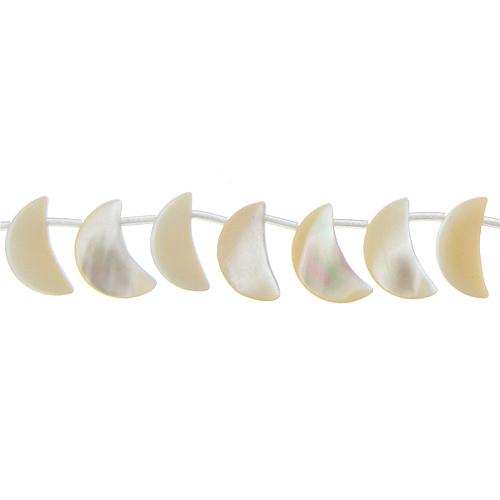 White, 11.0mm Width by 2.5mm Length by 17.5mm Height, Moon Shell Bead. Quantity per pack: 34 Pieces.
