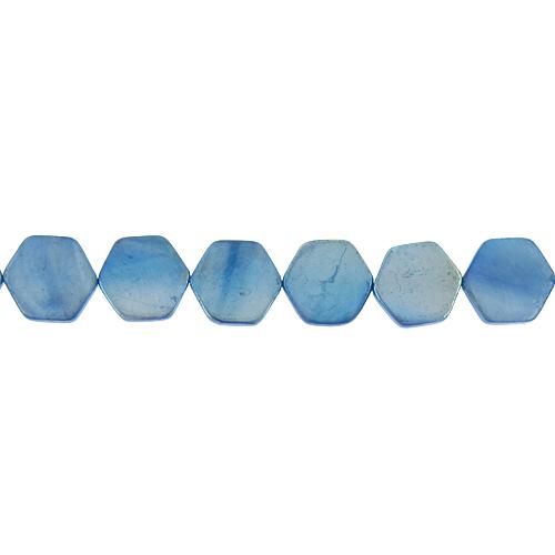 Light Blue, 17.5mm Width by 3.5mm Length by 19.0mm Height, Hexagon Shell Bead. Quantity per pack: 21 Pieces.