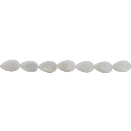 White, 8.0mm Width by 4.5mm Length by 12.5mm Height, Teardrop Shell Bead. Quantity per pack: 32 Pieces.