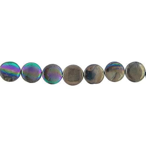 Dark Gray, 11.5mm Width by 3.0mm Length by 11.5mm Height, Coin Shell Bead. Quantity per pack: 34 Pieces.