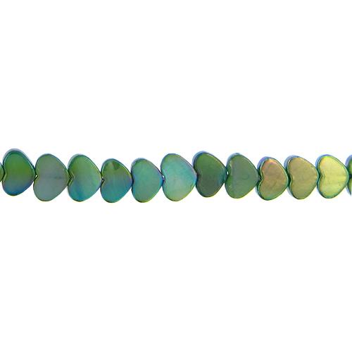 Green, 11.0mm Width by 3.5mm Length by 8.0mm Height, Heart Shell Bead. Quantity per pack: 53 Pieces.