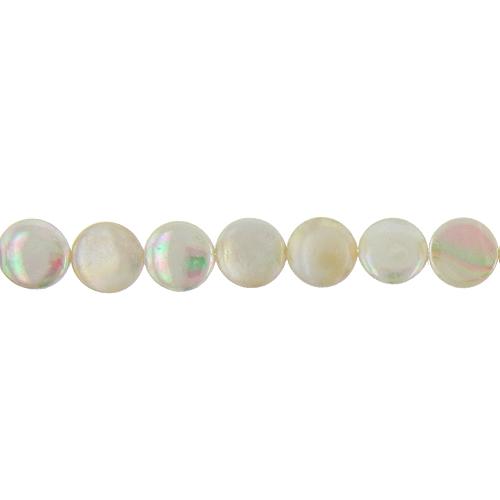 Cream, 12.0mm Width by 3.0mm Length by 12.0mm Height, Coin Shell Bead. Quantity per pack: 34 Pieces.