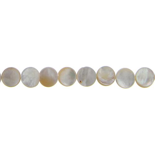 Cream, 11.5mm Width by 2.5mm Length by 11.5mm Height, Coin Shell Bead. Quantity per pack: 36 Pieces.