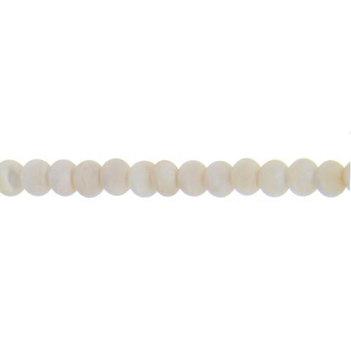 White, 8.0mm Width by 2.5mm Length by 8.0mm Height, Coin Shell Bead. Quantity per pack: 68 Pieces.
