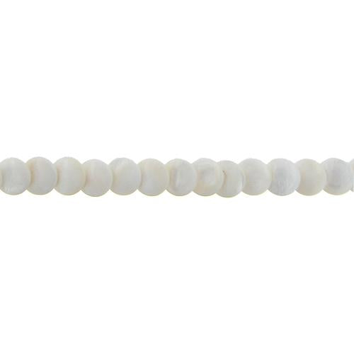White, 10.5mm Width by 3.0mm Length by 10.5mm Height, Coin Shell Bead. Quantity per pack: 50 Pieces.