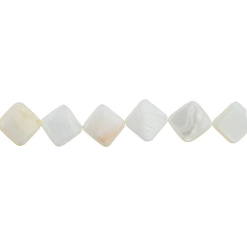 White, 18.5mm Width by 4.5mm Length by 18.5mm Height, Diamond Shell Bead. Quantity per pack: 21 Pieces.