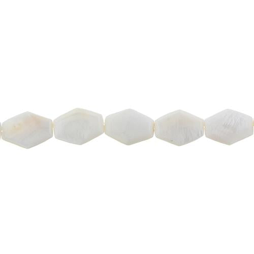 White, 15.0mm Width by 5.0mm Length by 20.0mm Height, Diamond Shell Bead. Quantity per pack: 20 Pieces.