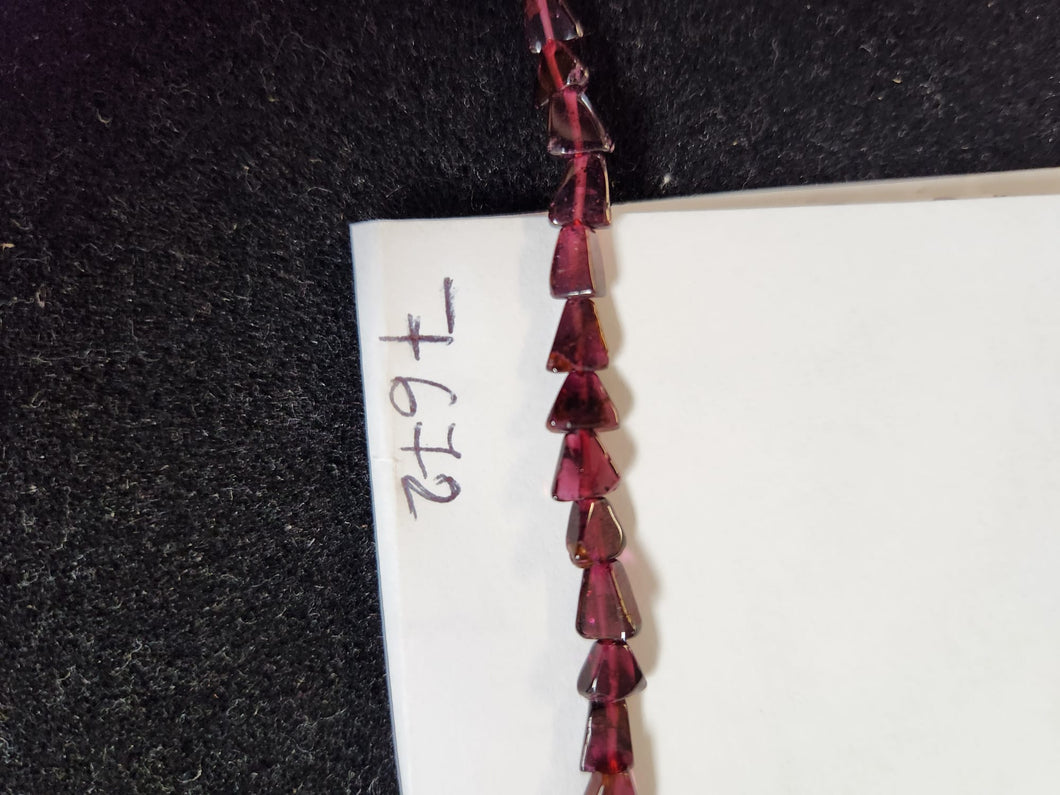 Garnet, 6.0mm Width by 2.2mm Length by 5.9mm Height, Triangle Stone Bead. Quantity per pack: 78 Pieces.