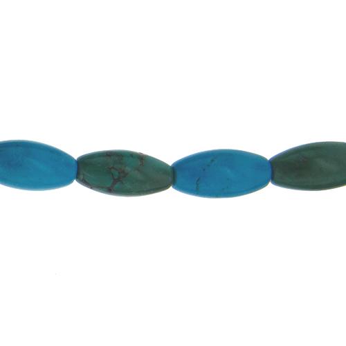 Turquoise, 10.7mm Width by 10.7mm Length by 19.7mm Height, Oval Stone Bead. Quantity per pack: 20 Pieces.