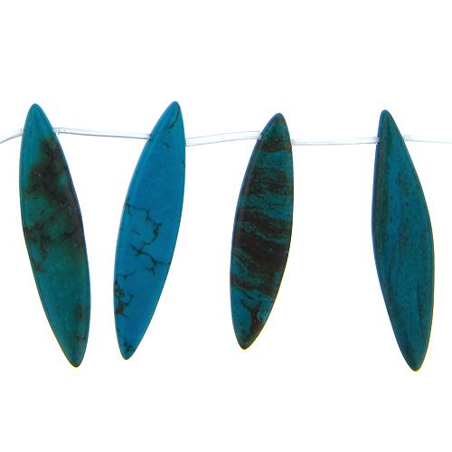 Turquoise, 10.3mm Width by 5.3mm Length by 34.3mm Height, Marquise Stone Bead. Quantity per pack: 19 Pieces.