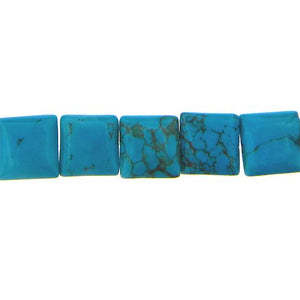 Turquoise, 15.1mm Width by 6.3mm Length by 15.3mm Height, Square Stone Bead. Quantity per pack: 26 Pieces.