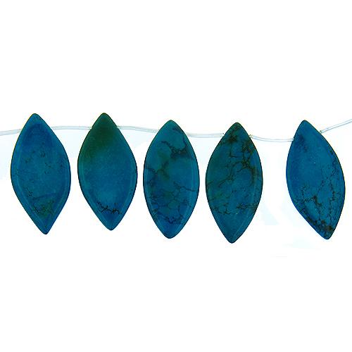 Turquoise, 24.5mm Width by 5.3mm Length by 49.1mm Height, Marquise Stone Bead. Quantity per pack: 14 Pieces.