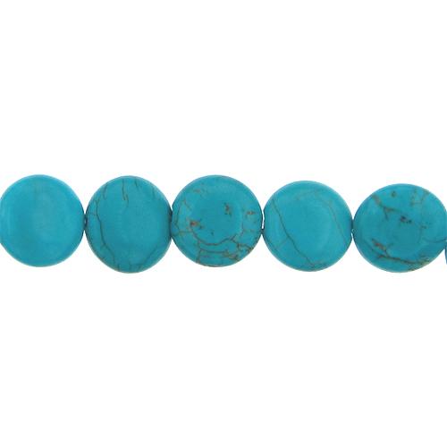 Turquoise, 11.5mm Width by 5.0mm Length by 11.5mm Height, Round Stone Bead. Quantity per pack: 33 Pieces.