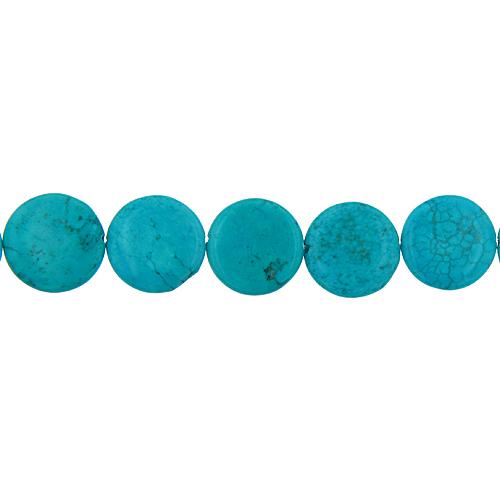 Turquoise, 25.1mm Width by 6.4mm Length by 25.0mm Height, Round Stone Bead. Quantity per pack: 16 Pieces.