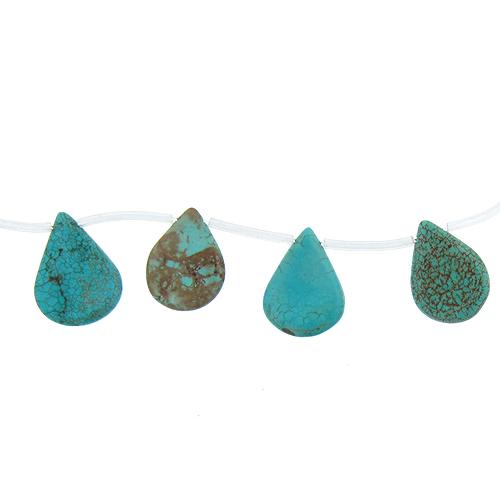 Turquoise, 18.6mm Width by 3.8mm Length by 24.1mm Height, Teardrop Stone Bead. Quantity per pack: 17 Pieces.