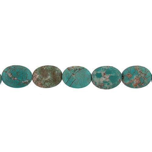 Turquoise, 15.3mm Width by 6.8mm Length by 20.4mm Height, Oval Stone Bead. Quantity per pack: 20 Pieces.