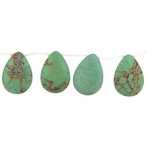 Turquoise, 25.0mm Width by 8.1mm Length by 34.6mm Height, Teardrop Stone Bead. Quantity per pack: 10 Pieces.