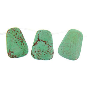 Malachite Turquoise, 29.6mm Width by 8.6mm Length by 40.5mm Height, Rectangular Stone Bead. Approximate Strand Length: 16 Inches.