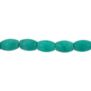 Turquoise, 8.3mm Width by 8.3mm Length by 12.4mm Height, Oval Stone Bead. Quantity per pack: 32 Pieces.