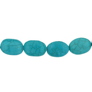 Turquoise, 17.8mm Width by 11.9mm Length by 23.2mm Height, Oval Stone Bead. Quantity per pack: 17 Pieces.