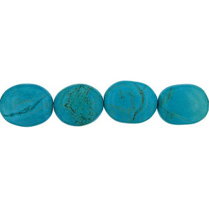 Turquoise, 26.6mm Width by 14.1mm Length by 32.0mm Height, Oval Stone Bead. Quantity per pack: 13 Pieces.