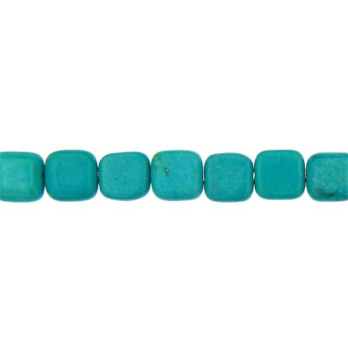 Turquoise, 11.4mm Width by 5.1mm Length by 11.4mm Height, Square Stone Bead. Quantity per pack: 34 Pieces.