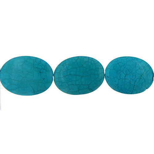 Turquoise, 30.6mm Width by 9.3mm Length by 40.1mm Height, Oval Stone Bead. Quantity per pack: 10 Pieces.