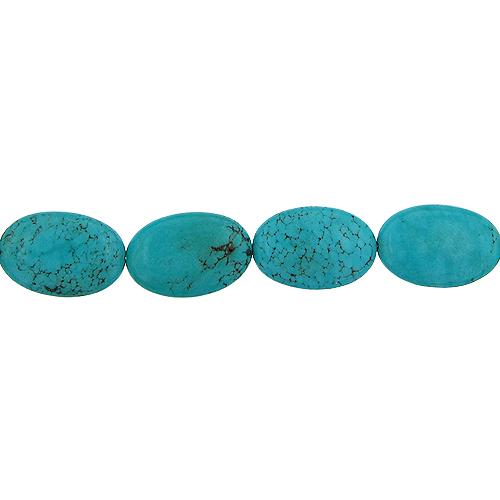 Turquoise, 20.0mm Width by 11.2mm Length by 29.9mm Height, Oval Stone Bead. Quantity per pack: 14 Pieces.