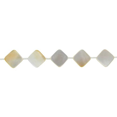 Cream, 15.0mm Width by 3.0mm Length by 15.0mm Height, Diamond Shell Bead. Quantity per pack: 27 Pieces.