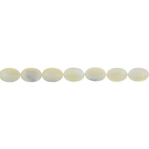 White, 9.0mm Width by 4.5mm Length by 13.0mm Height, Oval Shell Bead. Quantity per pack: 31 Pieces.