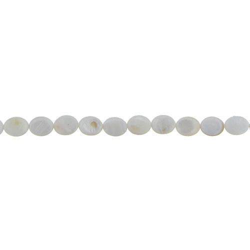 White, 8.0mm Width by 4.0mm Length by 10.0mm Height, Oval Shell Bead. Quantity per pack: 41 Pieces.