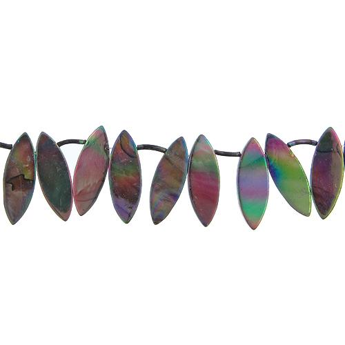 Iridescent, 11.0mm Width by 3.0mm Length by 30.5mm Height, Marquise Shell Bead. Quantity per pack: 20 Pieces.