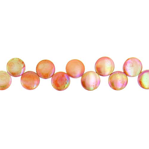Coral, 13.0mm Width by 3.0mm Length by 13.0mm Height, Coin Shell Bead. Quantity per pack: 31 Pieces.
