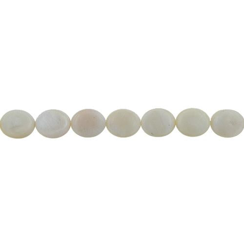 Cream, 10.0mm Width by 5.5mm Length by 12.0mm Height, Oval Shell Bead. Quantity per pack: 34 Pieces.