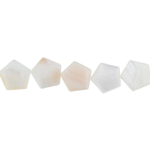 White, 20.5mm Width by 4.5mm Length by 20.0mm Height, Pentagon Shell Bead. Quantity per pack: 20 Pieces.