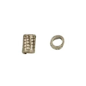 Fine Silver, Hill Tribe Bead, 3.0mm Width by 3.0mm Length by 3.9mm Height, Stamped Cylinder Bead. Quantity per pack: 72 Pieces.