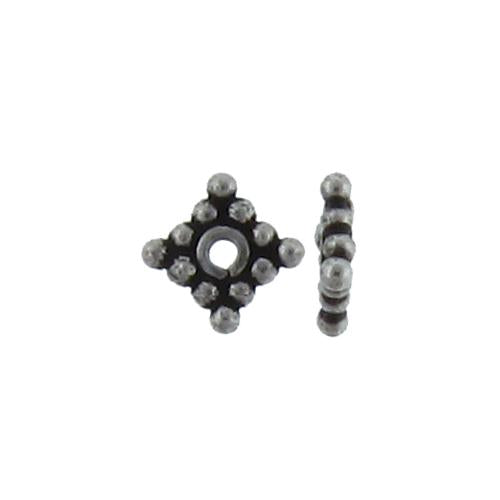 Sterling Silver, 5.8mm Width by 1.7mm Thickness, Square Daisy Bali Bali Bead. Quantity per pack: 38 Pieces.