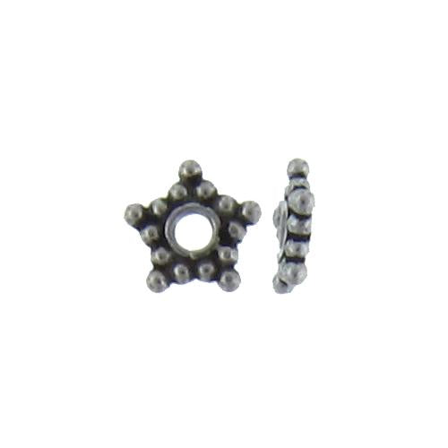 Sterling Silver, 7.0mm Width by 1.3mm Thickness, Star Daisy Bali Bali Bead. Quantity per pack: 45 Pieces.