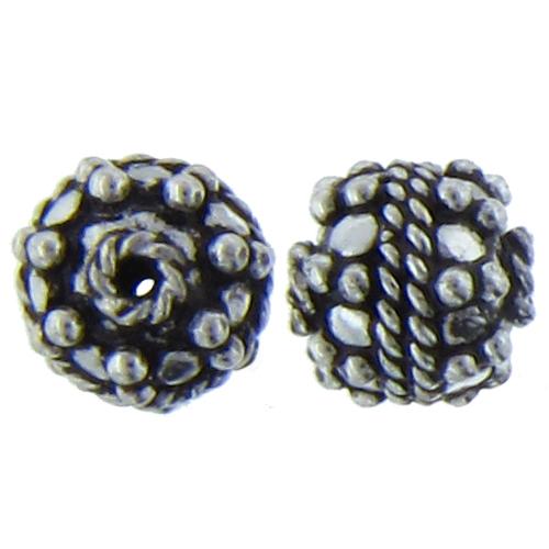 Sterling Silver Oxidized, 10.5mm Width by 10.5mm Length by 9.8mm Height, Fancy Round Bali Bead. Quantity per pack: 3 Pieces.