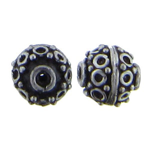 Sterling Silver Oxidized, 8.8mm Width by 8.9mm Length by 8.6mm Height, Fancy Round Bali Bead. Quantity per pack: 6 Pieces.